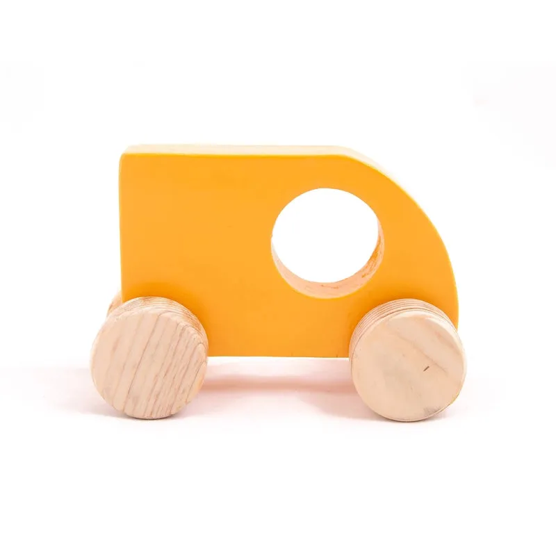 Wooden Yellow Sumo Car Push toy for Kids - Small Size