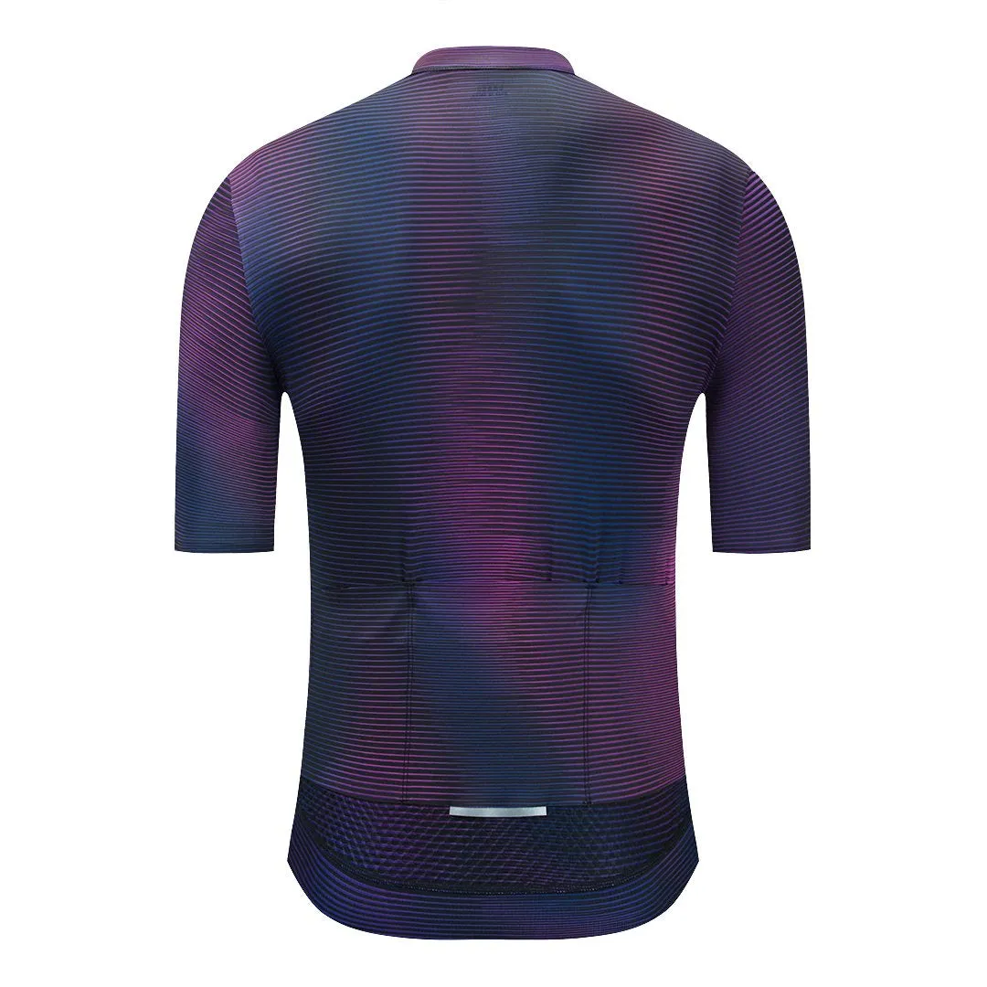 YKYW Men's PRO Team Aero Cycling Jersey Lightweight And Breathable Flight Print Purple