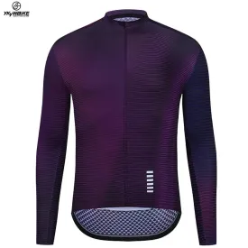 YKYW Men's PRO Team Aero Cycling Jersey Spring Autumn 15-25℃ Top Quality Gradient Purple