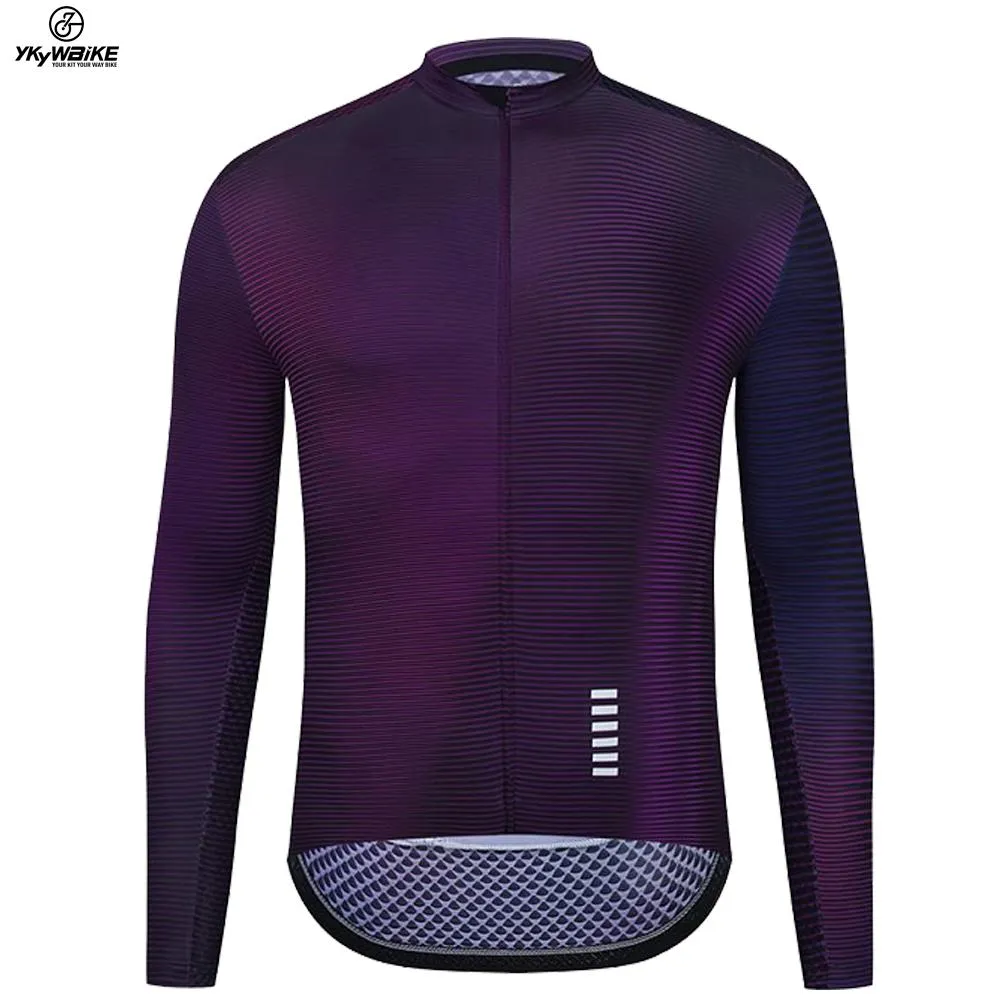 YKYW Men's PRO Team Aero Cycling Jersey Spring Autumn 15-25℃ Top Quality Gradient Purple