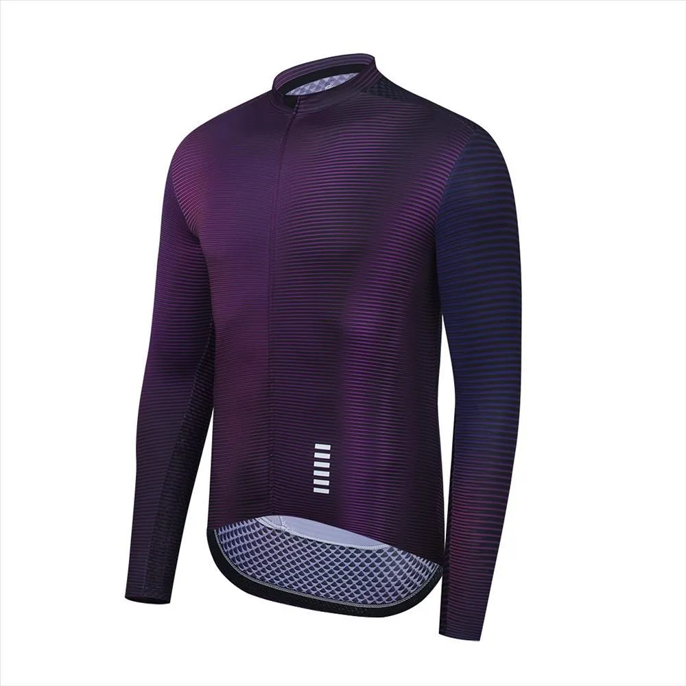 YKYW Men's PRO Team Aero Cycling Jersey Spring Autumn 15-25℃ Top Quality Gradient Purple