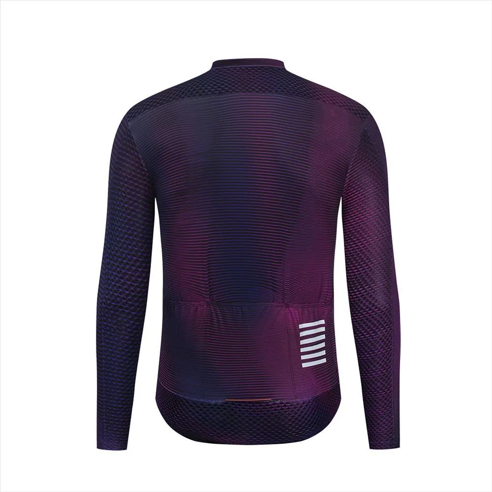 YKYW Men's PRO Team Aero Cycling Jersey Spring Autumn 15-25℃ Top Quality Gradient Purple