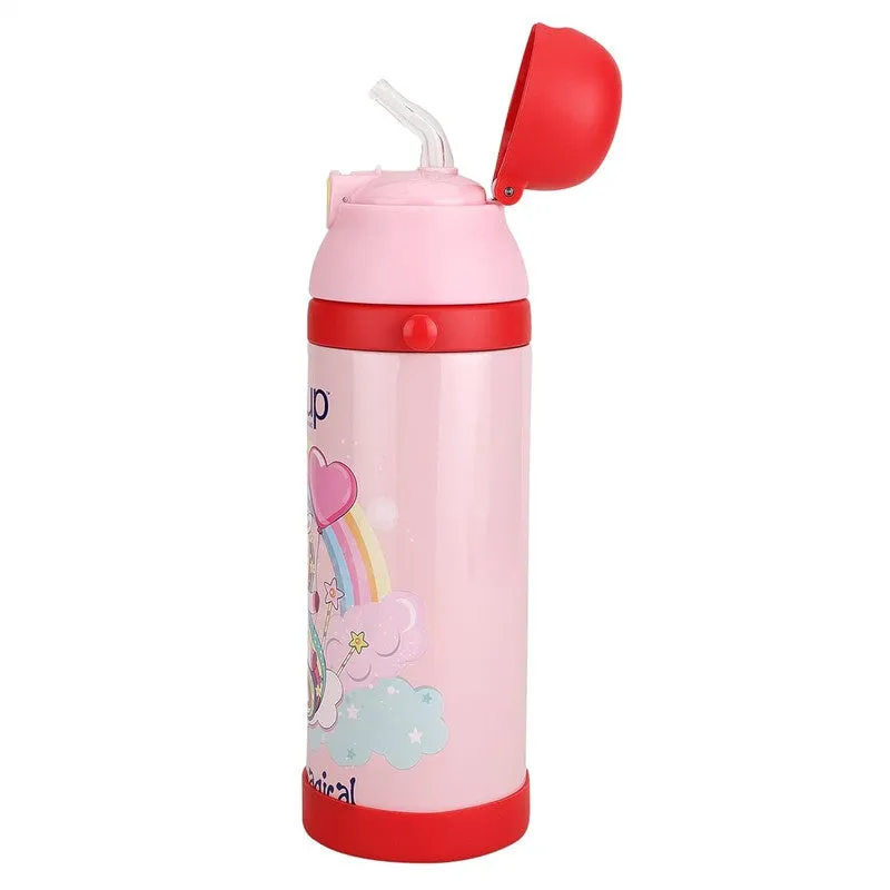 Youp Stainless Steel Pink and Red Color Unicorn theme Kids Insulated Sipper Bottle WINNER - 500 ml