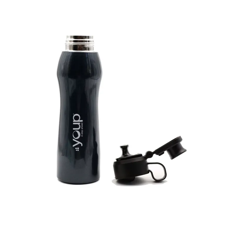 Youp Thermosteel Insulated Black Color Water Bottle MAISY - 600 ml