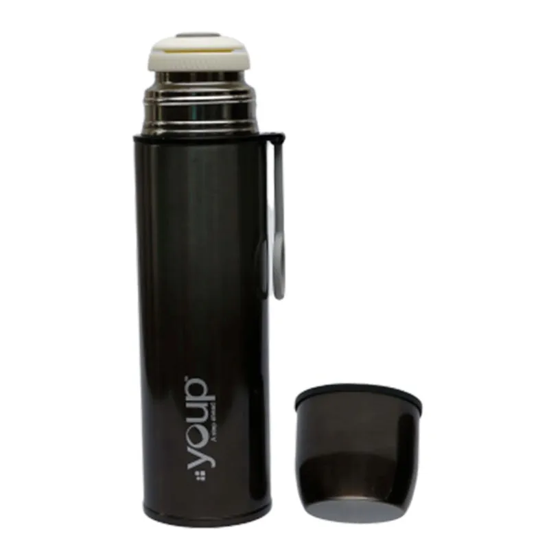 Youp Thermosteel Insulated Black Color Water Bottle With Cup Cap YP514 - 500 ml