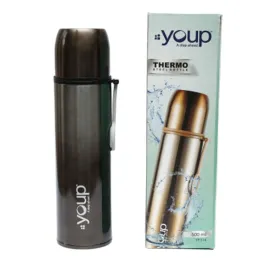 Youp Thermosteel Insulated Black Color Water Bottle With Cup Cap YP514 - 500 ml