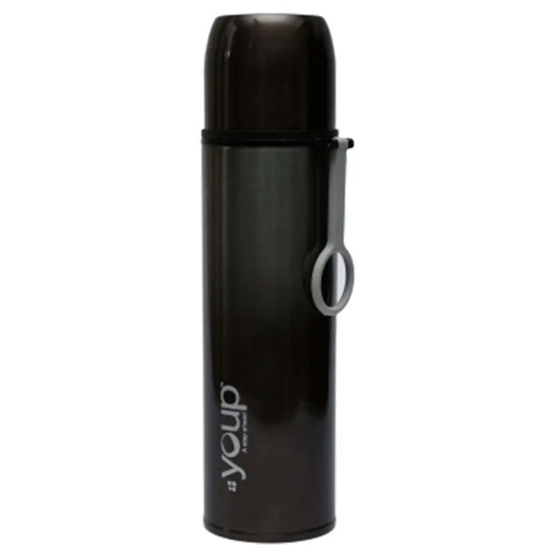 Youp Thermosteel Insulated Black Color Water Bottle With Cup Cap YP514 - 500 ml