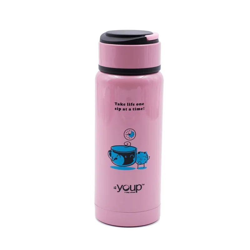 Youp Thermosteel Insulated Pink Color kids Water Bottle - 350 ml