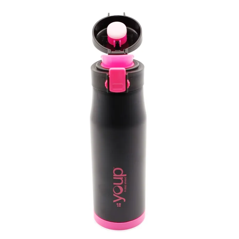 Youp Thermosteel Insulated Pink Color Water Bottle BLACKY - 600 ml