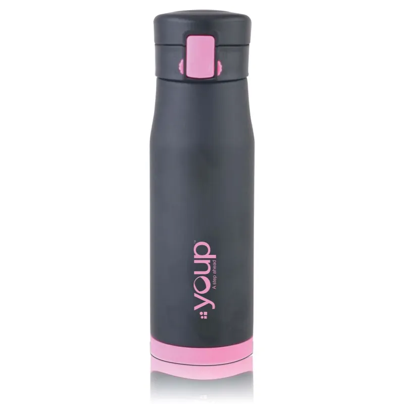 Youp Thermosteel Insulated Pink Color Water Bottle BLACKY - 600 ml